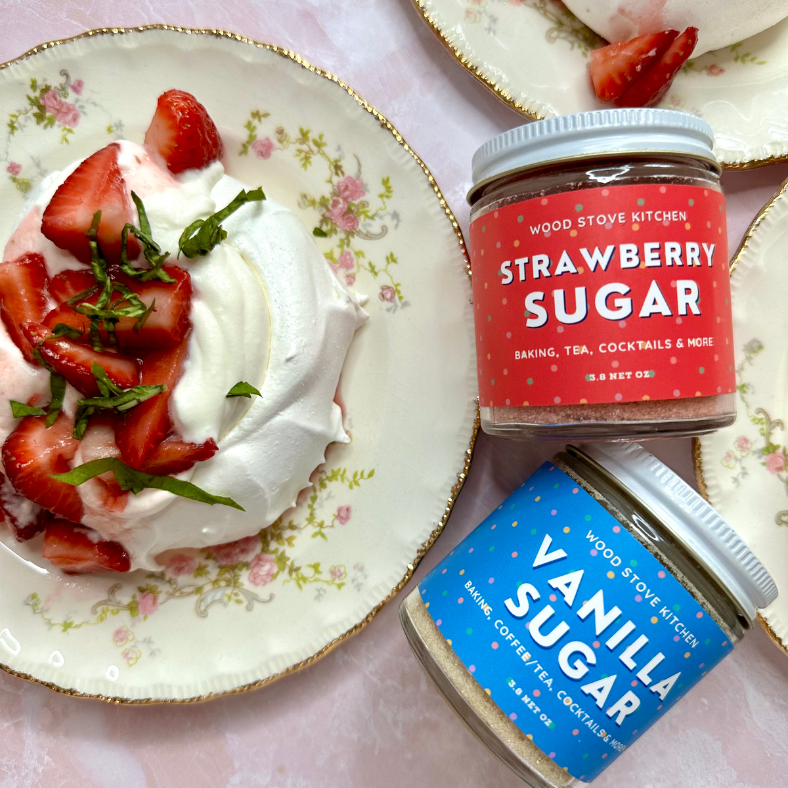 Strawberry & Basil Pavlova with Vanilla Sugar