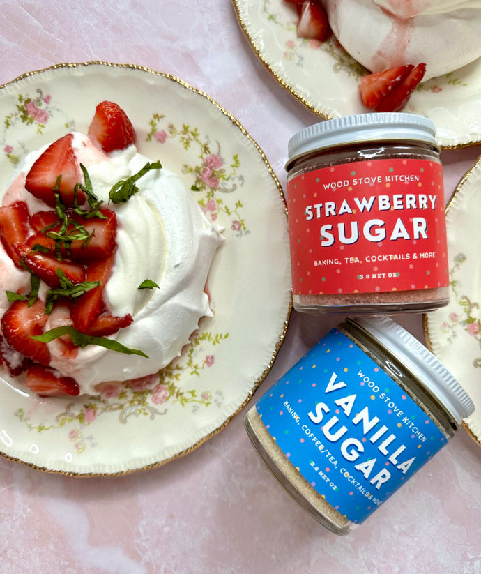 Strawberry & Basil Pavlova with Vanilla Sugar