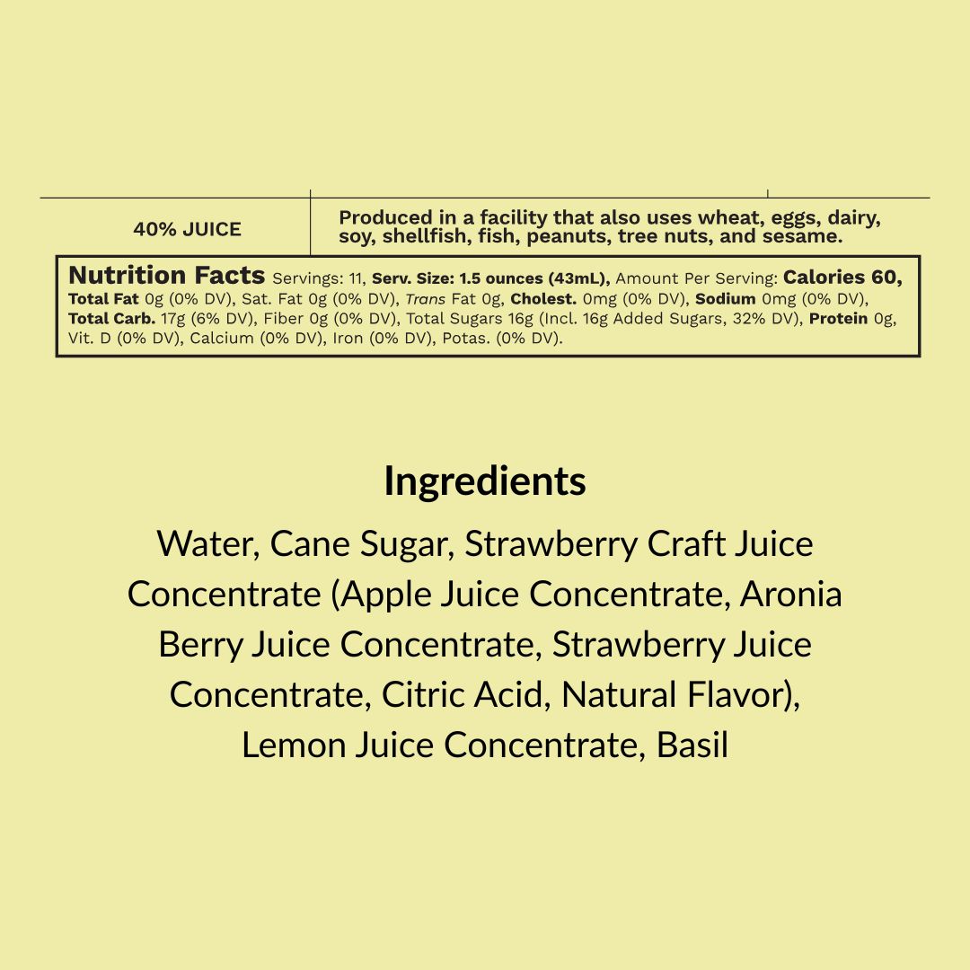 Strawberry & Basil Cocktail-Mocktail Mixer, 16 fl oz